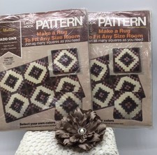 Vintage Latch Hook Rug Pattern Malinda Turkish 207 Set of Two 15x15