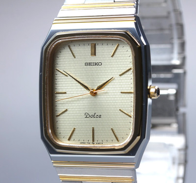 Vintage 1980 [Near Mint] Seiko Dolce 7741-5130 Gold Tank Tungsten Qz Herrenuhr