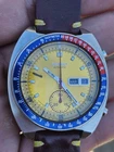 Vintage SEIKO 6139-6002 Chronograph POGUE Automatic Watch Men's Yellow Dial