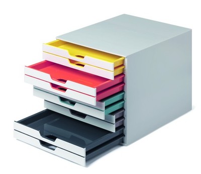 VARICOLOR 10 Drawer Color Coded Desktop Organizer Letter Size White Durable