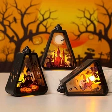 Halloween Decorations, LED Shadow With Haunted House Scenes, Black Triangular