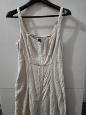 Old Navy Dress Womens M Sand Sleeveless Tank Cami Flare Midi Linen Blend Smock