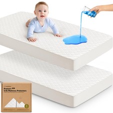 2pk Waterproof Crib Mattress 2-pack, Standard 52x28, Soft White/Mavy