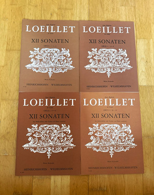 Jean Baptiste Loeillet XII Sonaten Op. 1/2/3/4 Partitur Blockflöte/Violine Duo