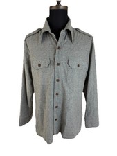 Vintage Gatsby by Robert Bruce Wool Shirt Mens Large Gray w Epaulets USA Made