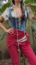 Renaissance Blue Black Lace-Up Vest pirate bodice Costume