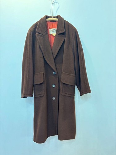 Hermès, HERMES Cashmere Vintage Long Coat Size 40 Brown Made in France