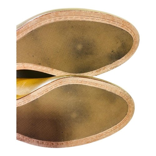 Bruno Magli Gold Leather Peep Toe Wedge Women size 8.5 - Picture 9 of 10