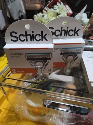 Schick Quattro Titanium 4 Blades 2 Cartridges w/ Lubrication Strips 2 Packs New