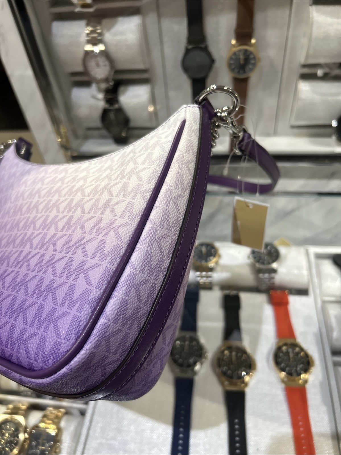 Michael Kors Large Women Pochette Ombré Logo Crossbody Bag Dark Purple + Wallet thumbnail 20