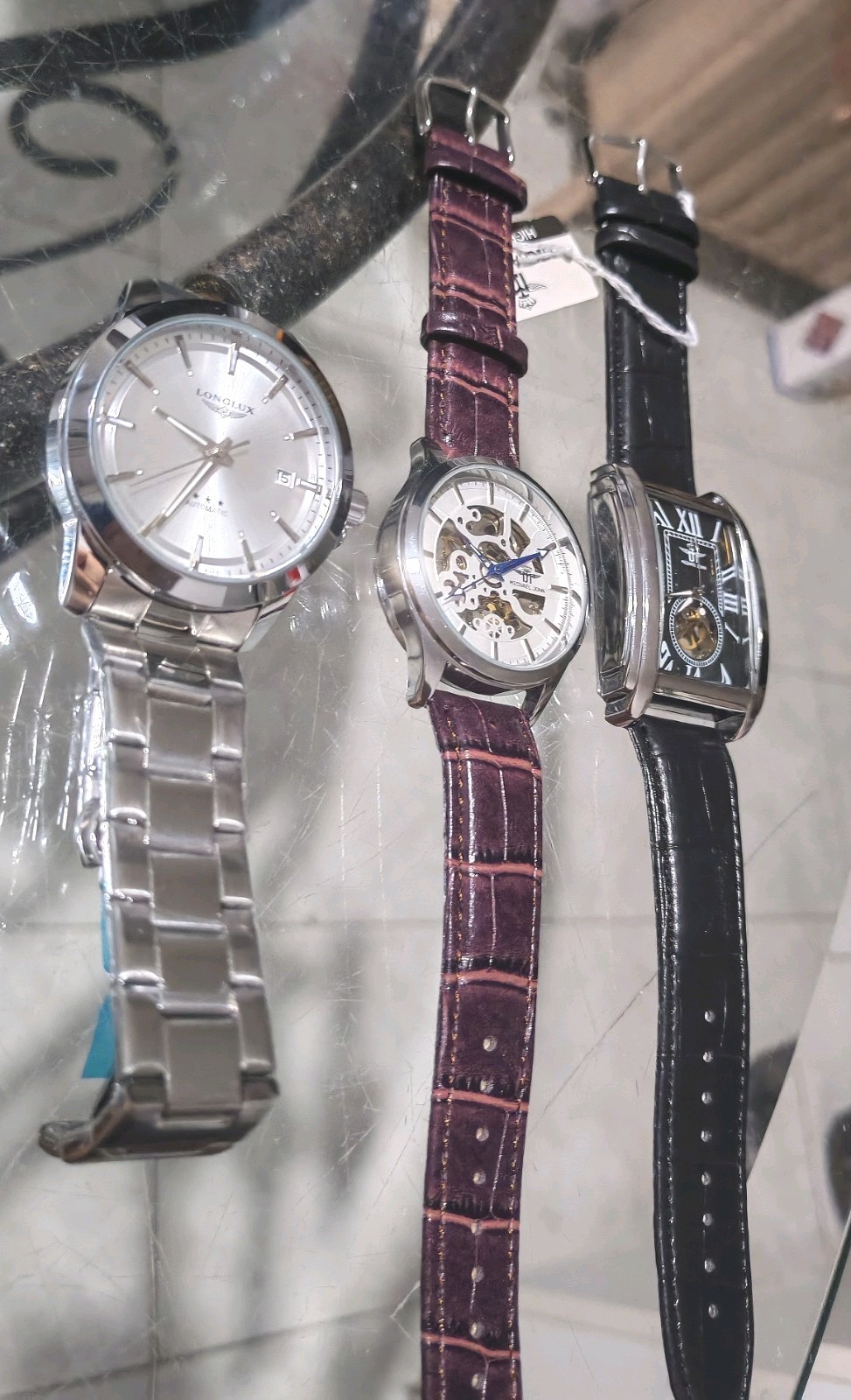 Montres automatiques homme Longlux lot de 3 montres mécaniques cadran noir et argent