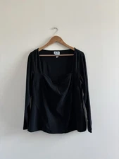Future Collective Reese Blustein Top Sweetheart Neck Black Long Sleeve Womens 2X