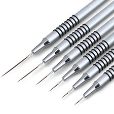 Metallic Nail Art Brushes, 6Pcs Non Slip Liner Brush Set, UV Gel Polish Painting