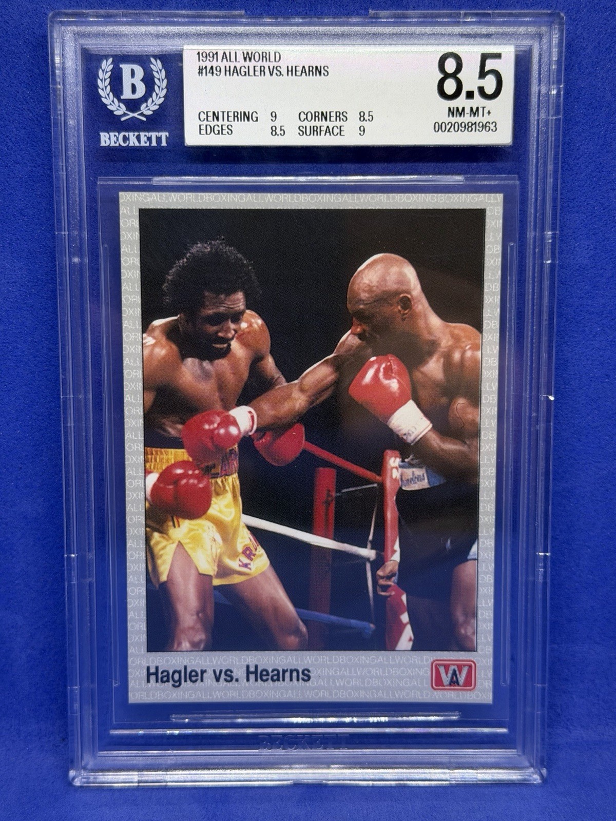 1991 All World Boxing 149 Hagler Vs Hearns Graded BGS 8.5