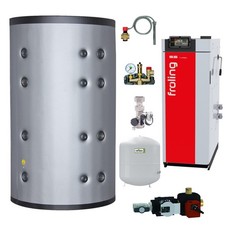 Paket Fröling Scheitholzkessel S4 Turbo 22 F Pufferspeicher 1500 Liter Zubehör