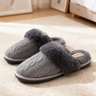 Man's House Slippers Indoor Fuzzy Fluffy Furry Cozy Home Warmth Non-slip