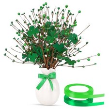 St Patricks Day Decorations, 6 Pack Shamrock Picks Artificial Shamrock Green 2