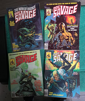 Doc Savage # 2, 4, 5, 6 Marvel US 1975-76 magazine. EXC