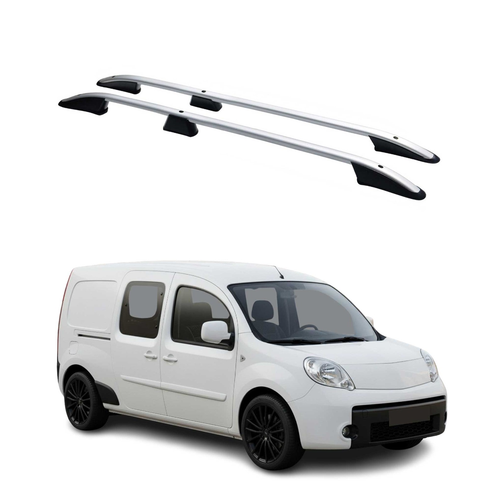 Barres de toit longitudinales aluminium gris Kangoo 2 L2 break utilitaire