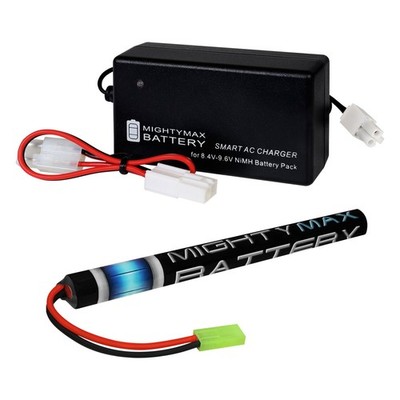 Mighty Max 8.4V NiMH 1600mAh Replaces Snow Wolf M41A Pulse Airsoft Rifle + Charg