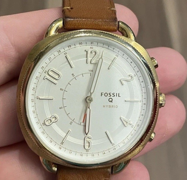 Fossil Q Women's Hybrid Smartwatch in Gold Stainless Steel & Brown Leather