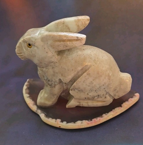 BUNNY RABBIT Gary SOAPSTONE Gem Carving FIGURINE Easter | eBay