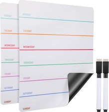 2 Pieces Magnetic Weekly Dry Erase Boards Erasable Weekly Calendars Whiteboard P