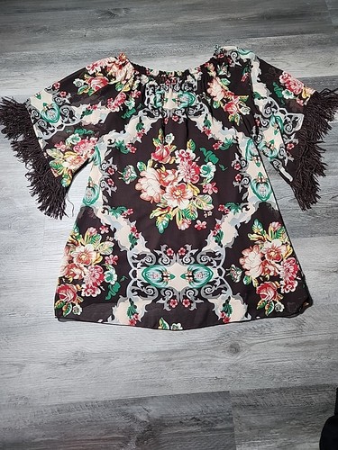 Anthropologie Uncle Frank Off Shoulder Floral Mini Dress Sz L - Picture 1 of 6