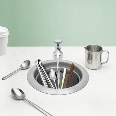 Dipper Well Faucet & Bowl Set, 304 Stainless Steel, Built-In, Cold Water