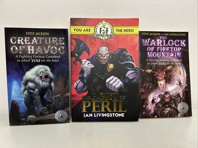 Fighting Fantasy Books x3 Steve Jackson and Ian Livingstone Wizard Books 2002-17