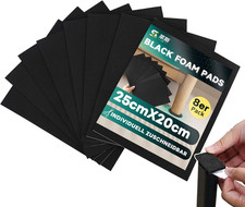 8 Pack Black Foam Pads 25X20X0.3Cm .Strong Adhesive/Residue Free/Anti-Slip/Wate