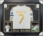 Cristiano Ronaldo Signed Real Madrid Gold Soccer Jersey 36x44 Framed AUTO BAS