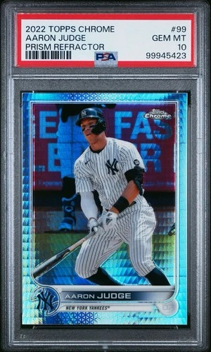 Aaron Judge 2022 Topps Chrome #99 Prism Refractor PSA 10 Gem Yankees MVP