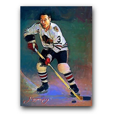 Pierre Pilote Art Card Limited 24/50 Edward Vela Signed (Chicago Blackhawks)