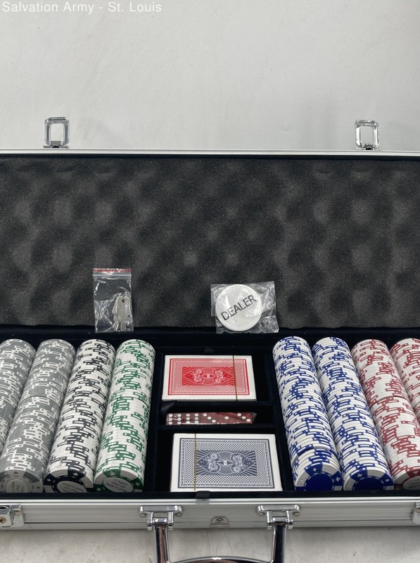 Multicolor Deck Card Dice Dealer & Poker Chips Game Set With Case