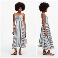 Madewell Size 00 Striped Circle Maxi Dress in 100% Linen NWT Summer Vacation