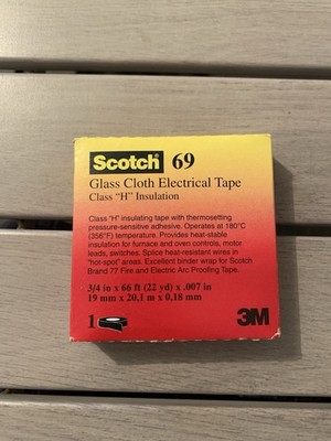 3M 69 CLASS H INSULATION GLASS CLOTH ELECTRICAL TAPE 3/4IN x 66FT x 0.007IN NIB