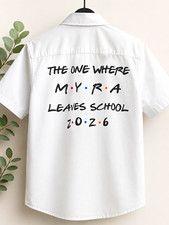 Personalised School Leavers Uniform Shirt &ndash; White Woven Cotton Short Sleeve, 10