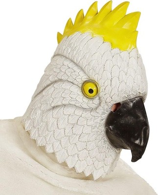 Kakadus Maske Latex weiß Papagei Tier Kostüm Halloween Vogel Kostüm