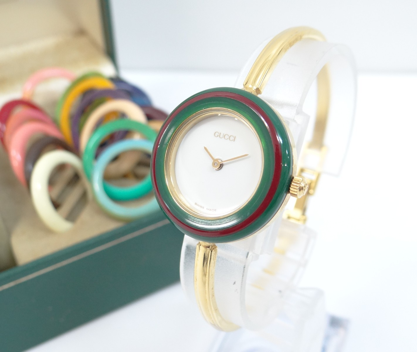 GUCCI Ladies Quartz Watch 18 Color Change Bezel Battery Replaced Model 63220189700