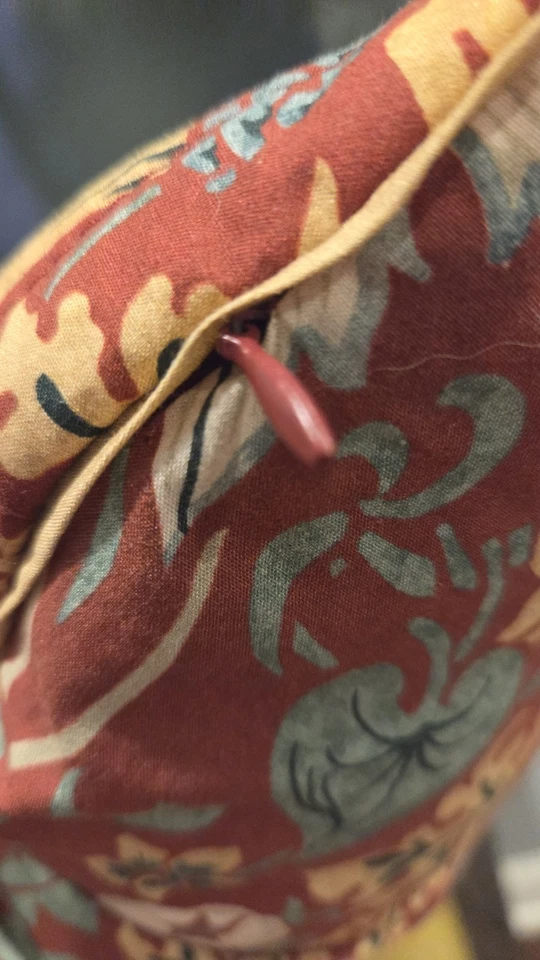 24x24"  William Morris Strawberry Thief Red Bird Floral Fabric 2 Pillows - Image 4 of 4