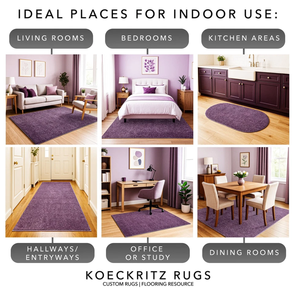 Koeckritz Modern Soft Violet Purple Area Rug - Living Room, Bedroom, Glam Décor - Image 4 of 4