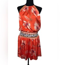 Ramy Brook Tropical Floral Rafi Halter Mini Dress Size Small Resortwear Preppy
