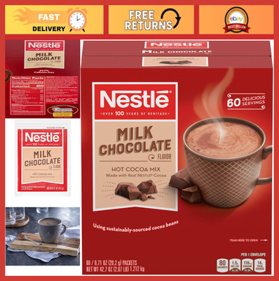 Hot Chocolate Packets Milk Chocolate Cocoa Mix 60ct Real Cocoa Bulk Pack