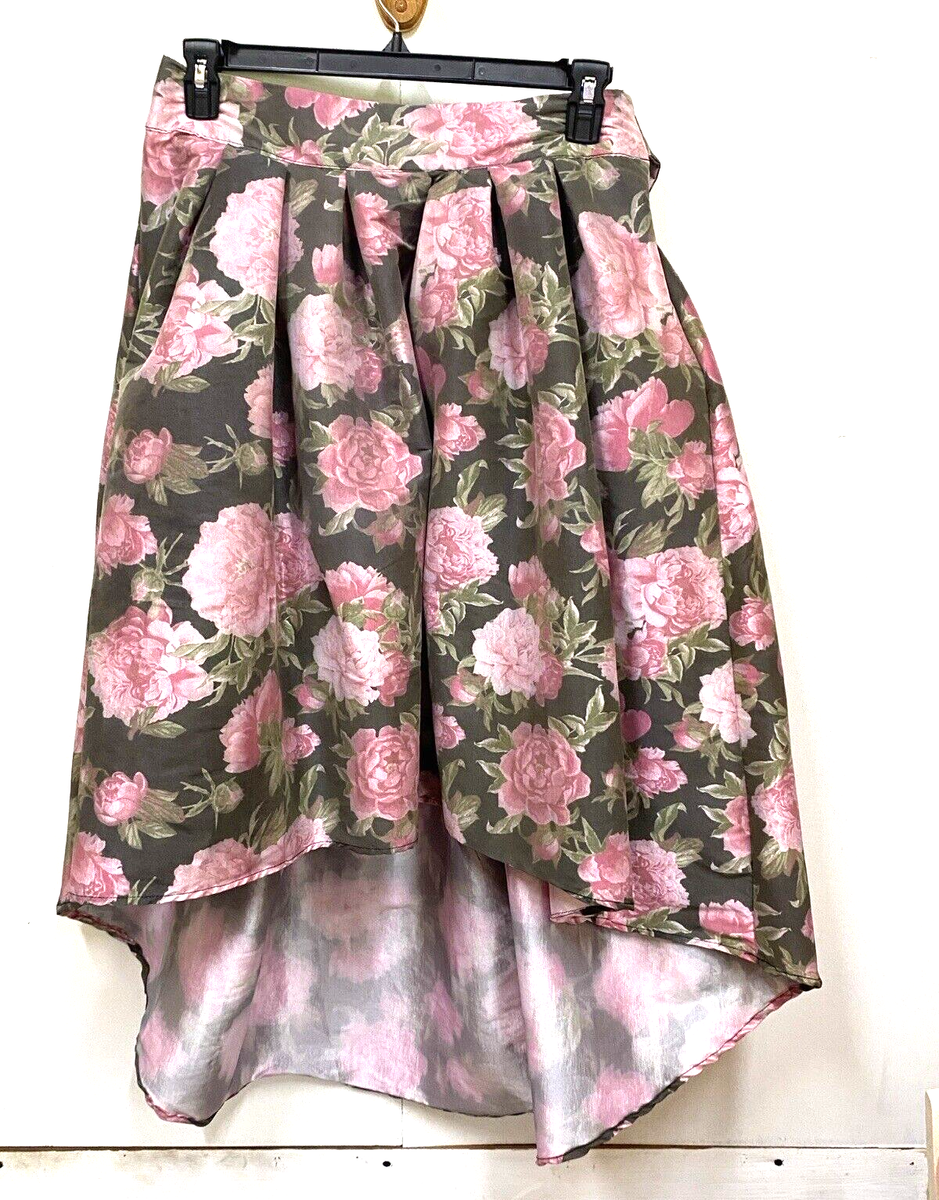 Rue 21 High Low Pink Floral Puffy Taffeta Skirt Women XL Wide bow