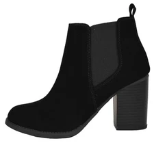 Soda Women Ankle Boots Elastic Pointed Toe Block High Heel Booties Black PHYSIC