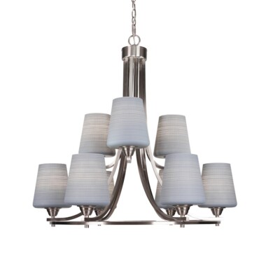 Toltec Paramount 9 Light 30.75'' Chandelier, Nickel/Gray Matrix - 3409-BN-4032