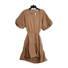 Madewell Dress Alessia Puff Sleeve Mini Khaki Beige Button Flattering XL