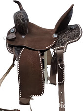 Western Barrel Saddle,Wooden Tree Trail Equestrian Tooled Carved Size 10"To 18"