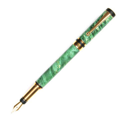 Classic Elite Fountain Pen - Green Box Elder, 24kt Gold Plating